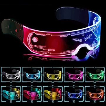 OKULARY RGB LED PRZYJĘCIE CYBERPUNK 7 KOLORÓW