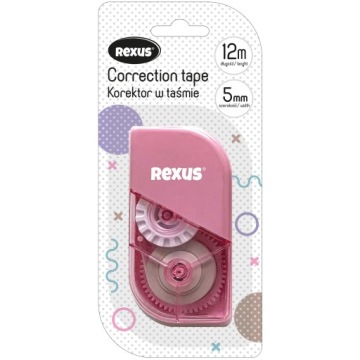 ЛЕНТА ШКОЛЬНАЯ КОРРЕКЦИОННАЯ 5 мм х 12 м РОЗОВАЯ РЕКСУС