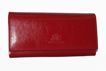 Damski skórzany portfel VITTORINI czerwony suwak 083-00-s12