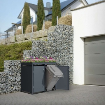 Мусорный ящик с козырьком для 2 закрывающихся контейнеров для