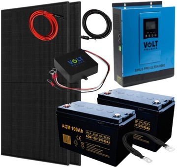 Zestaw Solarny 230V Inwerter 3000W Przetwornica AGM MPPT UPS PANEL BATERIA