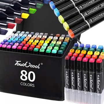 MARKERY ALKOHOLOWE FLAMASTRY MAZAKI PISAKI DWUSTRONNE ZESTAW 80SZT + TORBA