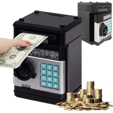 SEJF SKARBONKA ELEKTRONICZNA BANKOMAT NA MONETY PIN ALARM PREZENT