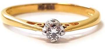 Pierścionek złoty 585 z diamentem zaręczynowy 21r klasyczny błyszczący