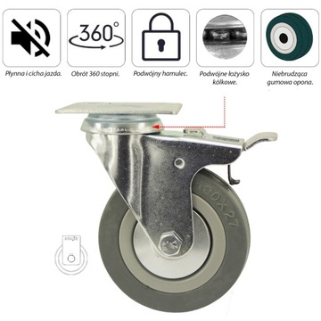 Комплект колесиков 4 шт, диаметр 100, шкаф, полка, 23ППГУМ100.