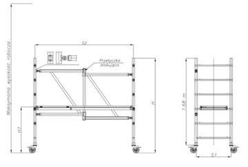 Передвижные алюминиевые леса Drabex RS600, высота 2,9