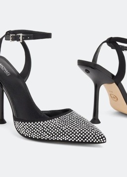 MICHAEL KORS Imani Pump 37 czarne czółenka sandały z cyrkoniami szpilki P32