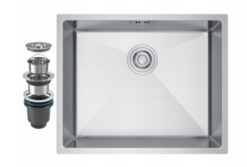 Zlew stalowy srebrny Inox 54x44 + odpływ + syfon