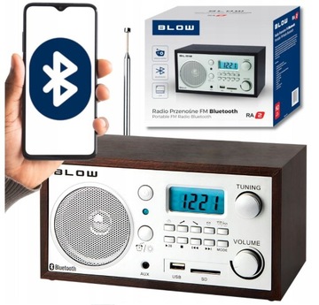 RADIO KUCHENNE FM RETRO BLUETOOTH PRZENOŚNE BUDZIK