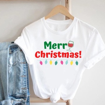 Y2k T-shirty Kobiety wesołych świątnowy rok t-shi