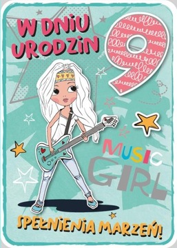 KARNET na URODZINY dla dziewczynki 9 lat ARMIN STYLE urodzinowa KARTKA B6