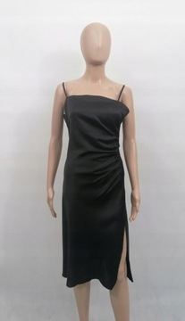 BOOHOO SUKIENKA CZARNA SATYNOWA MIDI 38 M Boohoo