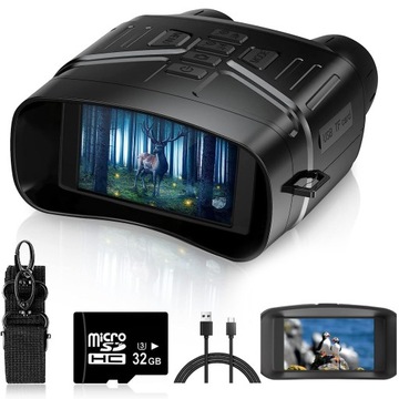 LORNETKA NOKTOWIZYJNA 4K FULL HD GOGLE NOKTOWIZYJNE Z KARTA PAMIĘCI 32 GB