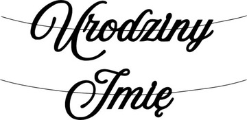 Baner URODZINY + IMIĘ czarny