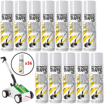 Белая краска для рисования полос, 36 шт + тележка.