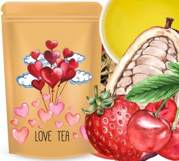 Love Tea Zielona Herbata Idealny Prezent na Walentynki Kakao Owoce Herbatka