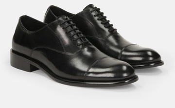 czarne eleganckie wizytowe półbuty męskie sztyblety skórzane buty Kazar 42