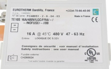 EUROTHERM TE10S 16A/480В/LGC/FRA /-/-/NOFUSE/-//00