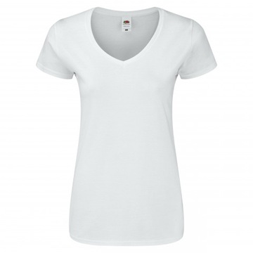 Koszulka damska Iconic Vneck FruitLoom Biały XL
