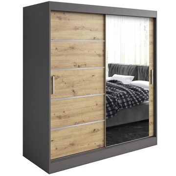 Шкаф-купе 180см, 2 интерьера АНТРАЦИТ + ARTISAN