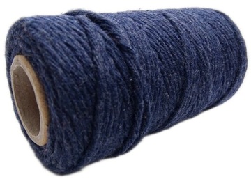 Sznurek do Makramy Bawełniany GRANATOWY 60m 2mm