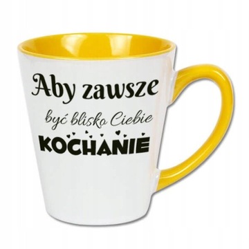 KUBEK Z NADRUKIEM FOTO ZE ZDJĘCIEM LATTE ŻÓŁTY