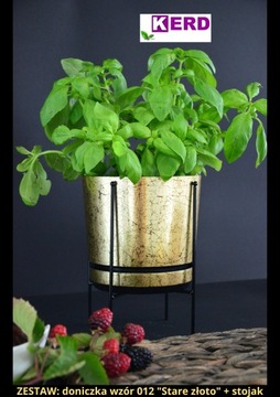 14 см Цветочный горшок с подставкой, узор СТАРОЕ ЗОЛОТО, классический лофт, ретро, ​​рустик