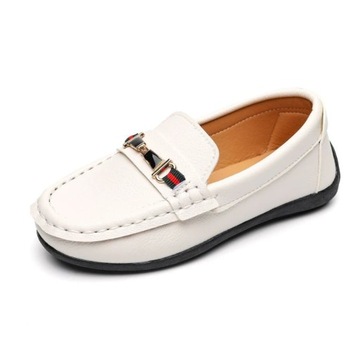 PÓŁBUTY MOKASYNY WSUWANE buty wizytowe chłopięce BIAŁE komunijne 18,5cm 32