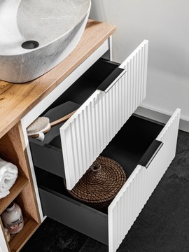 Szafka pod umywalkę 60 cm ADEL WHITE z blatem DĄB WOTAN