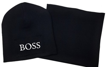 Czapka dla niemowlaka + komin Boss prążek 40/46