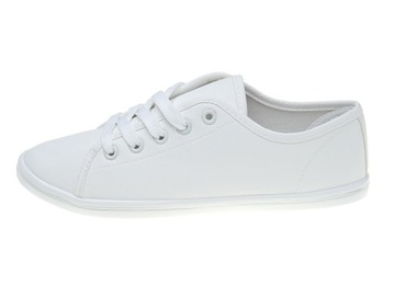 Gładki Trampki eko. skóra White r.39