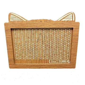 Cute Cat Piggy Wooden DIY 1000/5000/10000 Euro Money Saving Box with Money