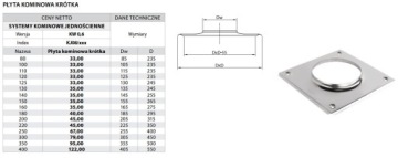 КОРОТКАЯ ПЛАСТИНА ДЫМОХОДА КИСЛОТОСТОЙКАЯ FI 110