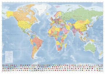 Mapa świata ścienna w języku francuskim 140 x 100 cm skala 1: 28 000 000