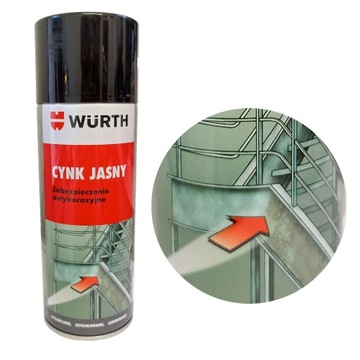 WURTH Cynk Spray JASNY Wysoka Odporność na Korozję Szybkoschnący 99% CYNKU