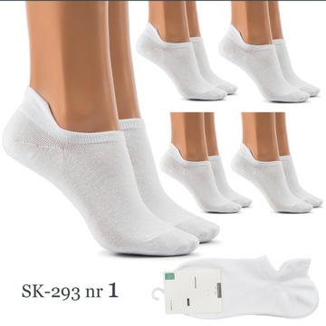 5 женских белых низких хлопковых носков