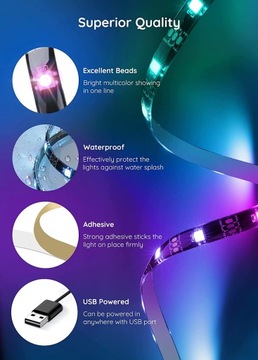 RGB СВЕТОДИОДНАЯ ЛЕНТА МУЗЫКАЛЬНЫЙ РЕЖИМ 2M УПРАВЛЕНИЕ ПРИЛОЖЕНИЯМИ
