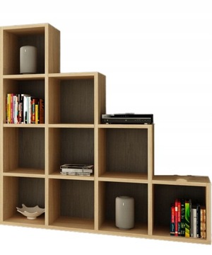 Современный книжный шкаф-лестница, полки из ДУБА САЧИНО СОНОМА