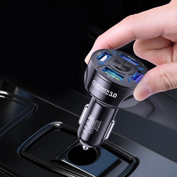 БЫСТРОЕ АВТОМОБИЛЬНОЕ ЗАРЯДНОЕ УСТРОЙСТВО 4xUSB QC 3.0 + КАБЕЛЬ