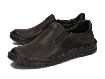 BUTY MĘSKIE MOKASYNY SKÓRA SZEROKIE 515 CZARNY 41