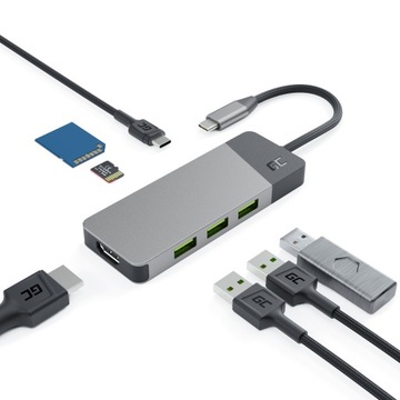 Przejściówka HUB USB-C GC Connect 7w1 Adapter do MacBook M1 M2 USB 3.1 HDMI