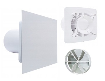 WENTYLATOR ŁAZIENKOWY FI100mm TIMER CICHY 26dB BIAŁY PANEL + GRATIS ZAWÓR