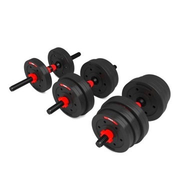 Упражнения с гантелями HMS + штанга для силовых тренировок 2x10 кг