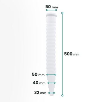 ГИБКАЯ труба 50х50/40/32 мм 500 мм ПЕРЕХОДНАЯ ПЛАНЕТА Трап ПВХ