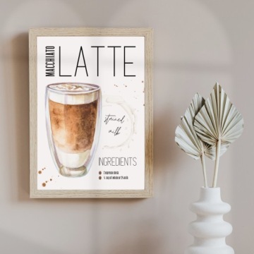СОВРЕМЕННЫЕ КАРТИНЫ ДЛЯ КУХНИ ИНДУСТРИАЛЬНЫЙ ЛОФТ ПОСТЕР КОФЕ ЛАТТЕ 30 X 40 A3