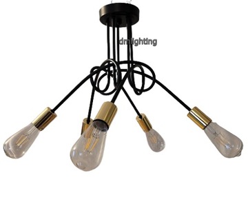 żyrandol Lampa sufitowa LOFT RETRO czarno złota