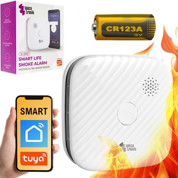 Czujnik Dymu Pożaru Ognia BEZPRZEWODOWY TUYA SMART WiFi detektor +BATERIA