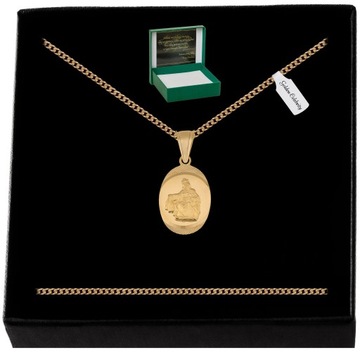 ZŁOTY ŁAŃCUSZEK + PIĘKNY MEDALIK SZKAPLERZ PR. 925/585 14K + GRAWER GRATIS