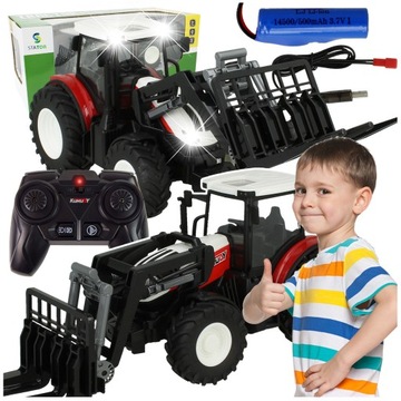 TRAKTOR ZDALNIE STEROWANY CIĄGNIK DUŻY 1:24 NA PILOTA RC WIDLAK ŚWIATŁA LED