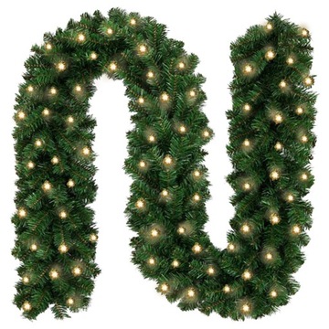 GIRLANDA CHOINKOWA świąteczna gęsta 270cm łańcuch 50 LED ozdoba na schody